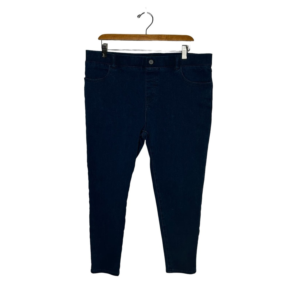 Betabrand size XL petite indigo blue denim‎ yoga pull on jeans skinny leg womens